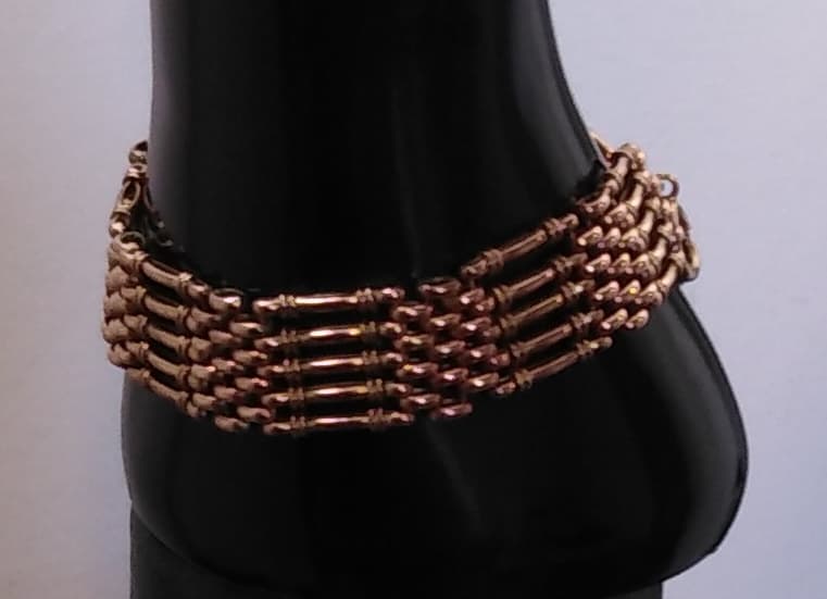 Edwardian 9ct Rose Gold 5 Bar Gate Bracelet